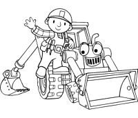 A coloring page of bob the builder